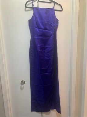 Fairweather Satin Purple Maxi Slip Dress with Spaghetti Straps size 4